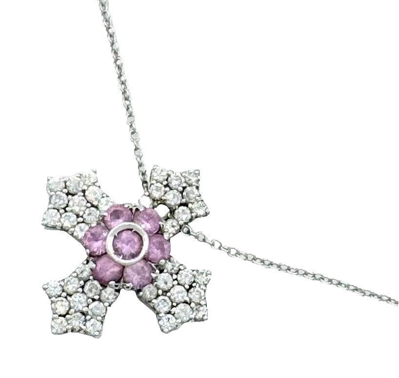 Pasquale Bruni Flower Pink Sapphire Diamond 18k White Gold Necklace Pendant: Pasquale Bruni Flower Pink Sapphire Diamond 18k White Gold Necklace Pendant Item Specifics: Pendant Shape: Flower Closure: Lobster Occasion: Anniversary Birthday Christening Christmas Confirmation/Com