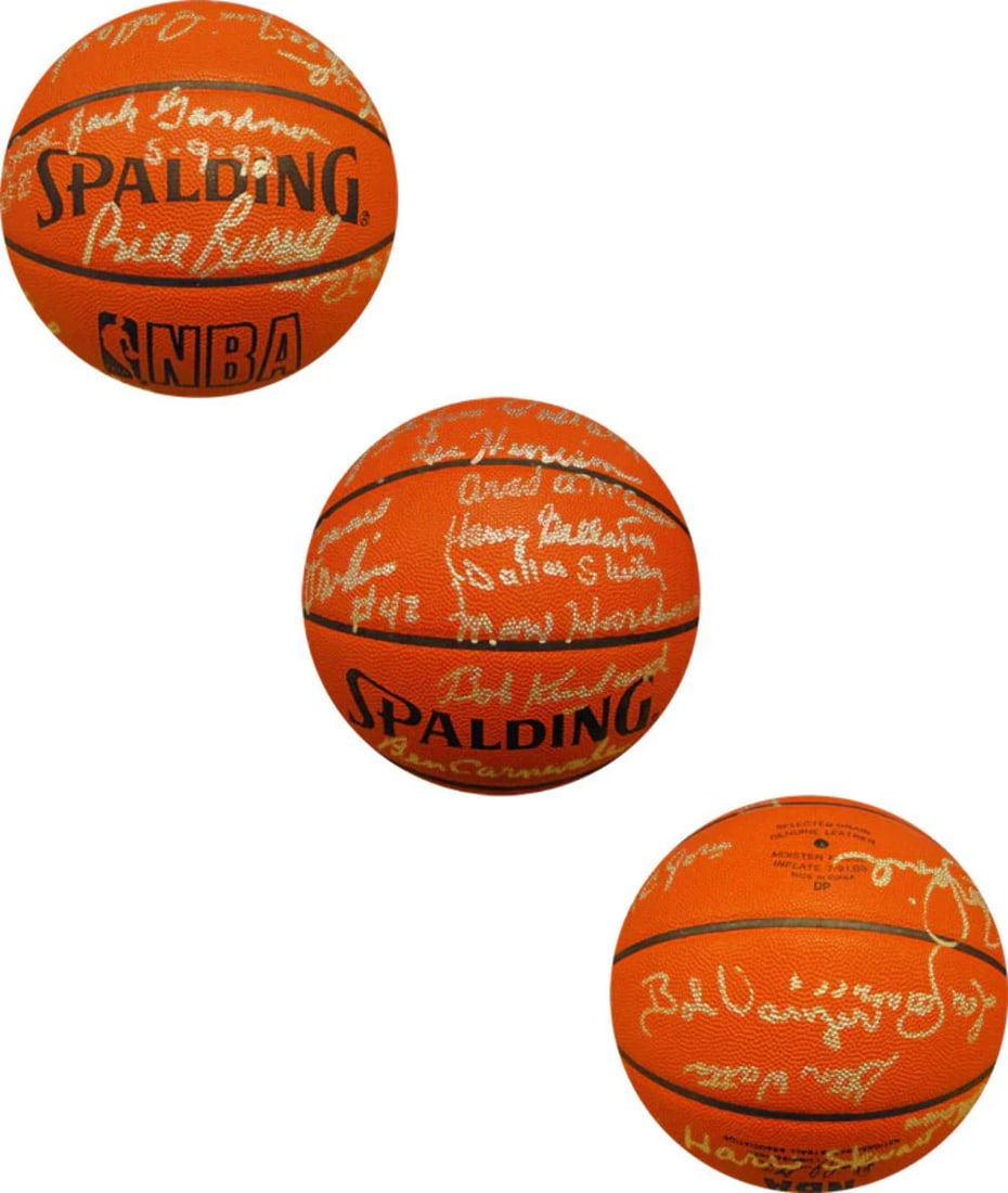 Official Autographed Basketball of Hall Famers: Official Autographed Basketball of Hall Famers This official leather basketball has been signed by 22 Hall of Famers, including legendary players like Bill Russell and Connie Hawkins. The signatures a