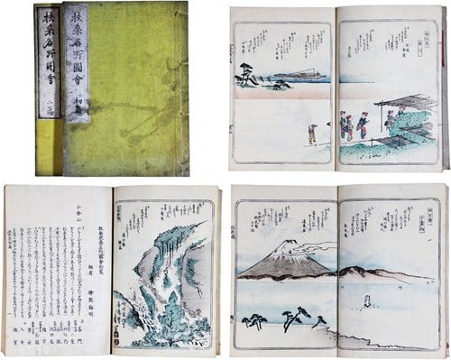 Fuso Meisho Zue Kyoka Japanese Color Woodblock Printed Book 2 Vols Hisono Umeaki: Fuso Meisho Zue Kyoka Japanese Color Woodblock Printed Book 2 Vols Hisono Umeaki Item Specifics: Artist: Hisono Umeaki Subject: Famous Places of Japan and Kyoka Poetry Material: Washi Paper Style: Jap