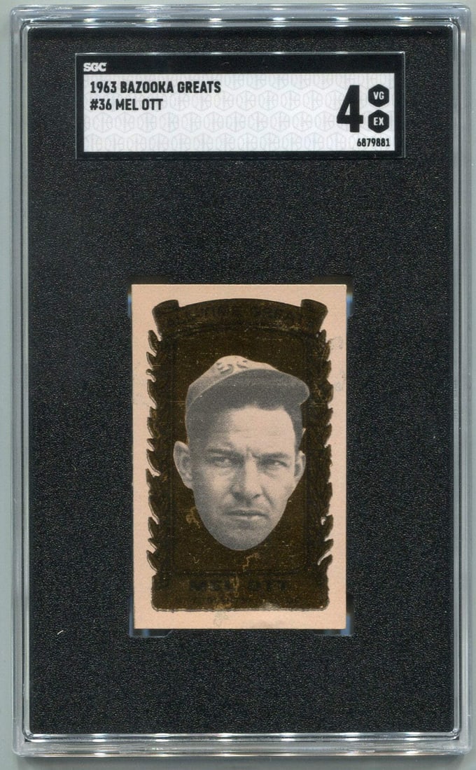 Mel Ott 1963 Bazooka Greats Card #36 SGC Graded 4 (1 of 2)