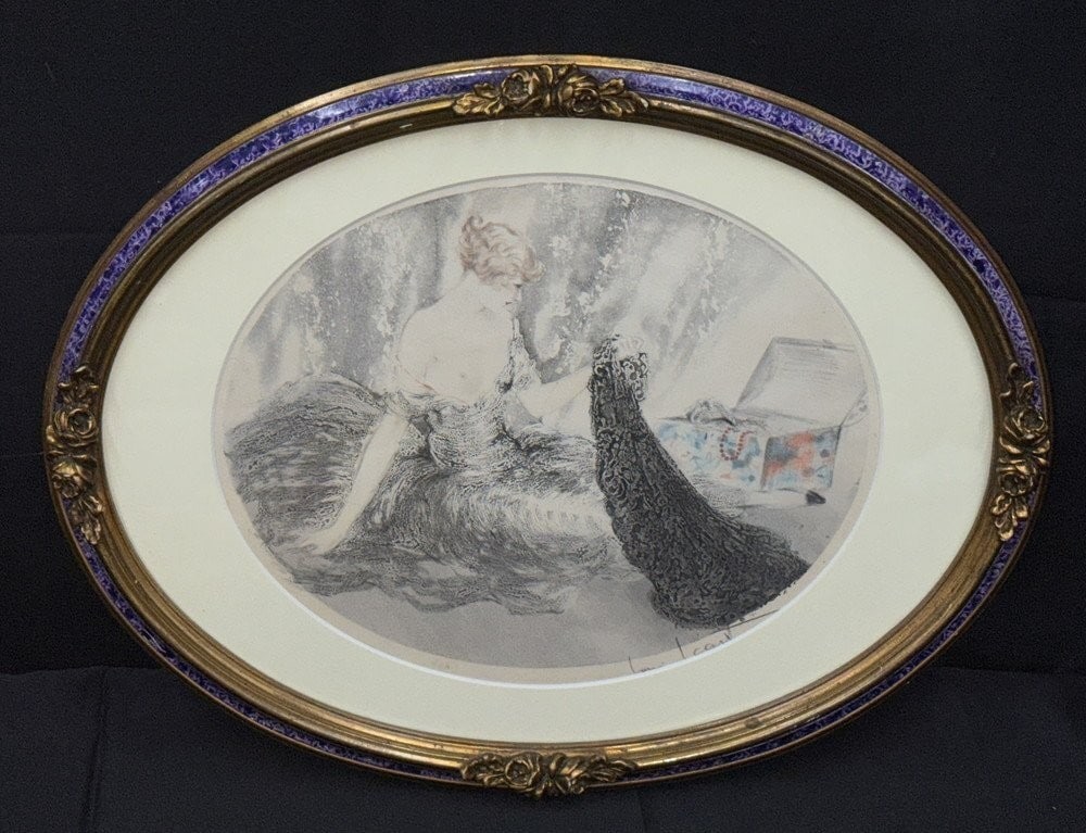 Louis Icart TREASURES Etching 1924 Signed Art Deco With box storage sleeve (1 of 1)