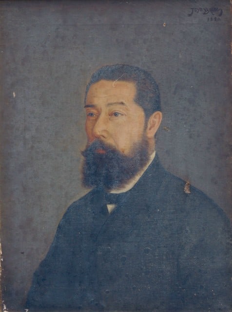 Meiji Era Original Oil Portrait Man Framed Yamada Toyo Art (1 of 2)