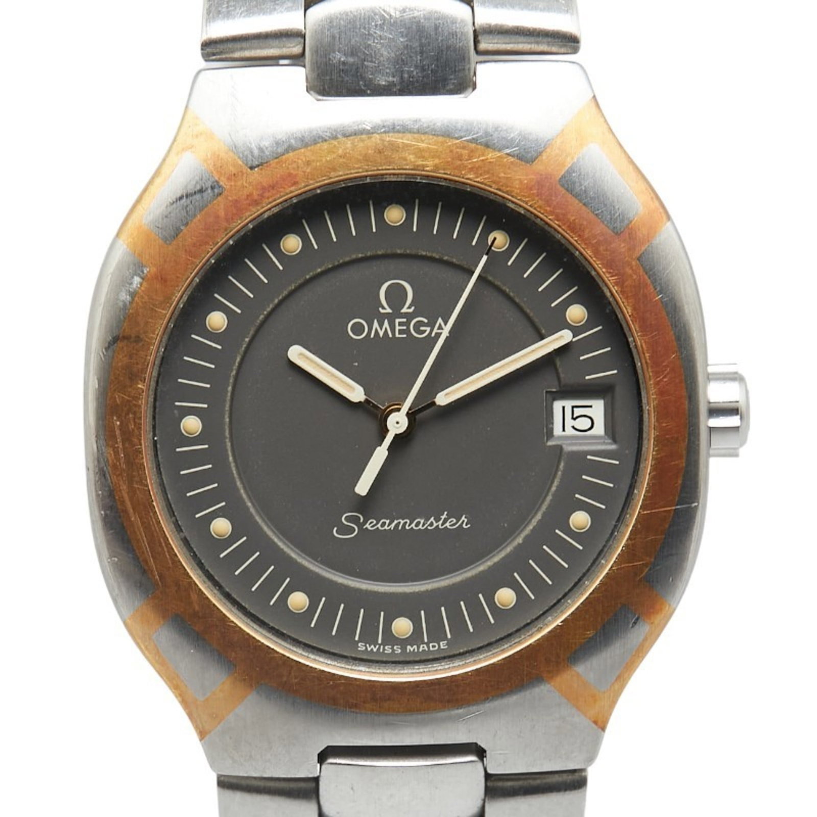 Omega Wristwatch: Omega Wristwatch Stainless steel case and band provide a sleek, modern look for the Omega wristwatch. The gray dial adds a touch of sophistication, while the quartz movement ensures reliable