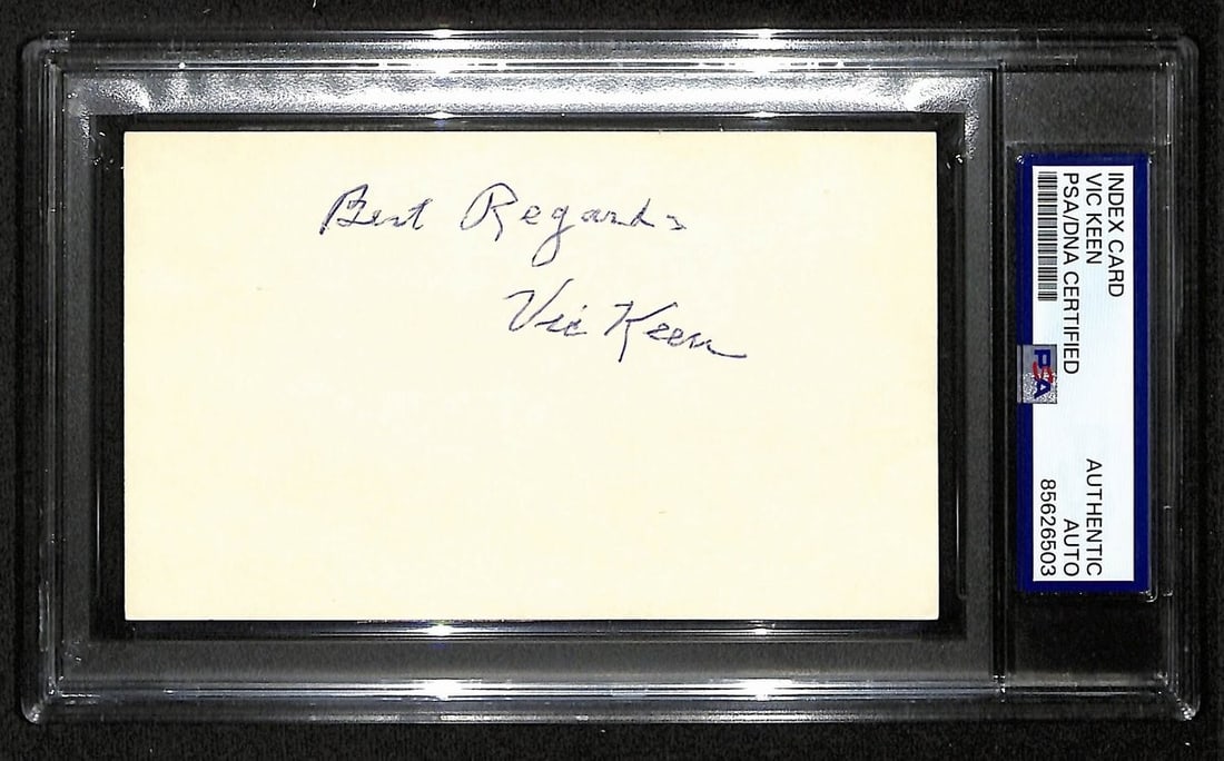 Vic Keen Signed/ Inscribed 3x5 Index Card 1926 Cardinals PSA/ DNA 201418 (1 of 1)