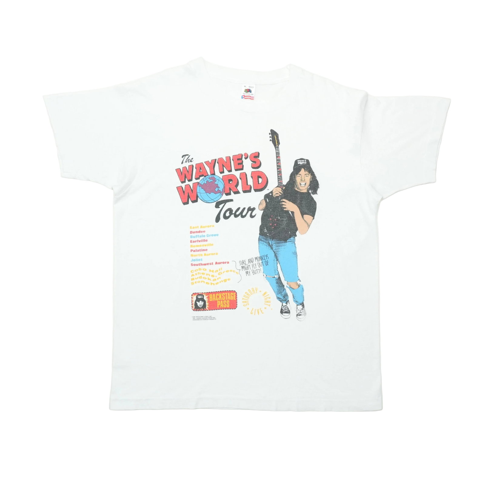 Wayne's World Shirt Tour 1992: Wayne's World Shirt Tour 1992 A tour of the iconic Wayne's World, this vintage 1992 tour shirt is a must-have for fans of the beloved duo. Featuring the unmistakable logo and colorful graphics, this