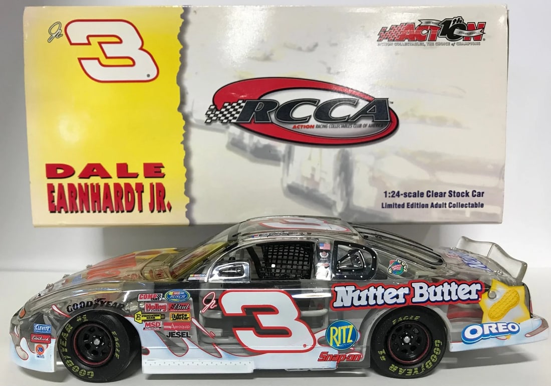 Dale Earnhardt Jr. Unsigned #3 2002 Monte Carlo Clear Car 1: 24 Die-Cast Car: Dale Earnhardt Jr. Unsigned #3 2002 Monte Carlo Clear Car 1: 24 Die-Cast Car This #3 Oreo / Ritz 2002 Monte Carlo Clear Car is a 1:24 die-cast car manufactured by Action Racing Collectables, with a li