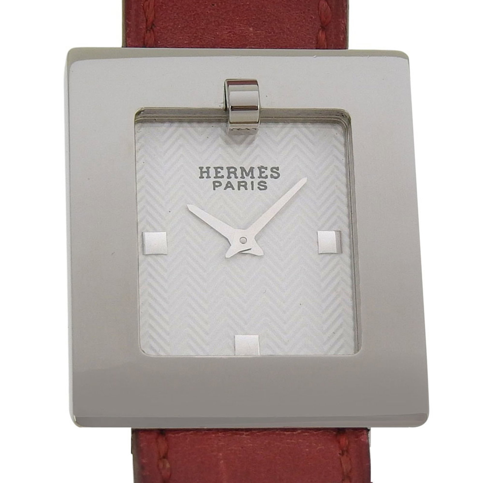 Hermes Wristwatch: Hermes Wristwatch Stainless steel case and leather strap provide a sleek, timeless look. The quartz movement keeps time with precision, while the white dial adds a touch of elegance to this classic de