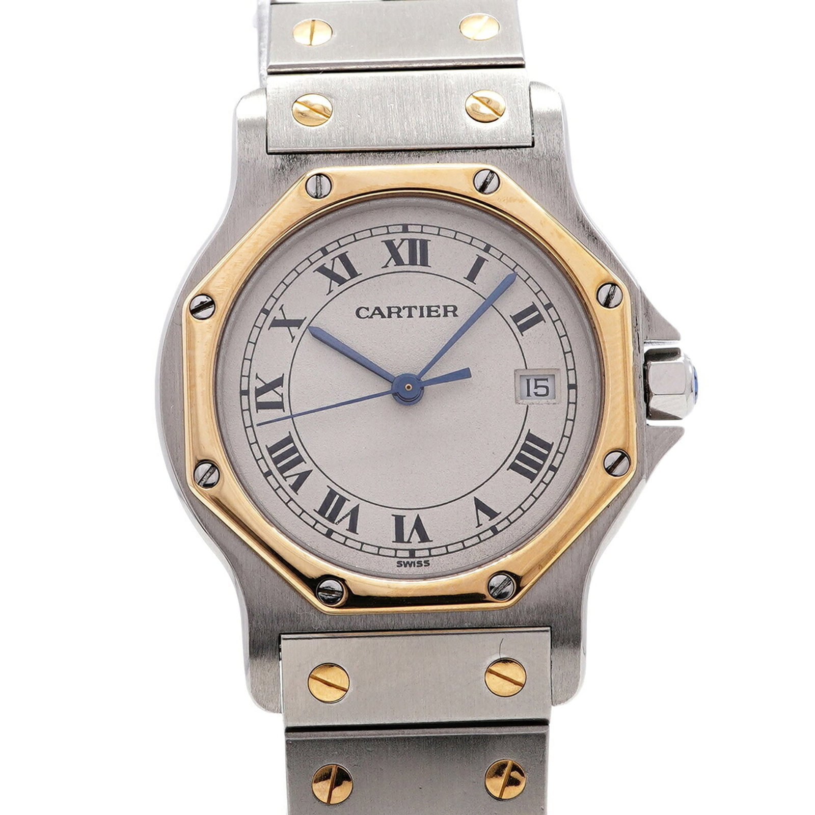 Cartier Wristwatch: Cartier Wristwatch Stainless steel and yellow gold blend in the Cartier wristwatch, featuring an ivory dial. With its quartz movement and 29mm case diameter, this timepiece offers a sleek design that 