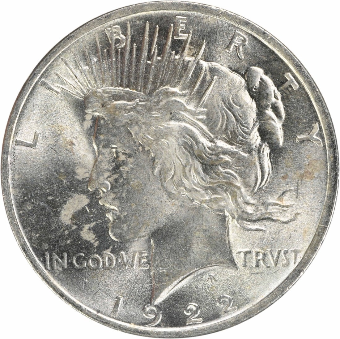 Silver Dollar Peace 1922 Uncertified: Silver Dollar Peace 1922 Uncertified The 1922 Silver Dollar Peace coin boasts an MS60 grade, indicating its high level of preservation and quality. This uncirculated specimen features a silver composi