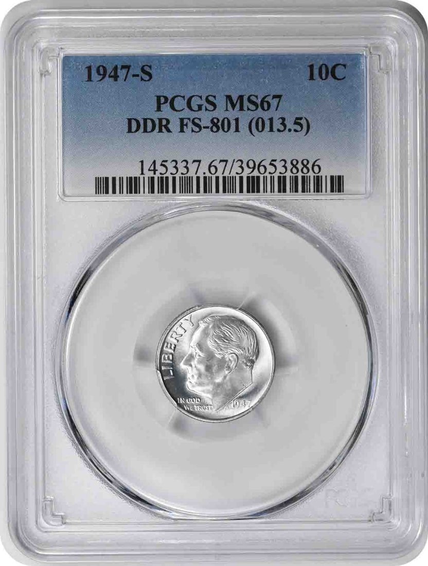 1947-S Roosevelt Silver Dime DDR FS-801 MS67 PCGS (1 of 1)
