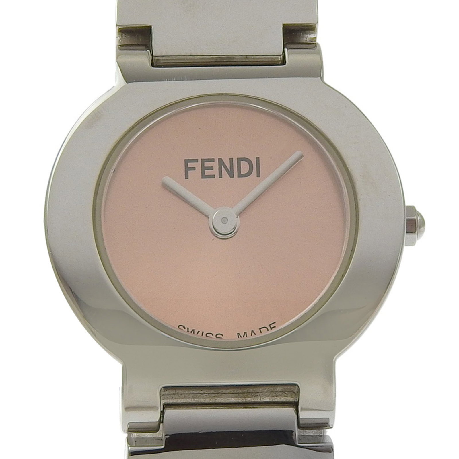 Fendi Wristwatch: Fendi Wristwatch Stainless steel case and band add an edgy touch to this Fendi wristwatch, featuring a vibrant orange dial. The quartz movement keeps time with precision, while the 24mm diameter case 