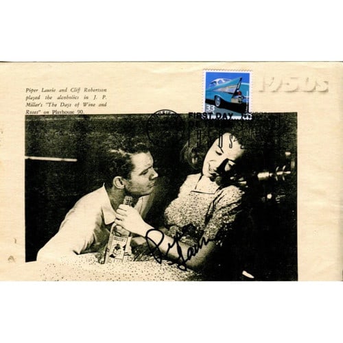 Piper Laurie Autographed First Day Cover: Piper Laurie Autographed First Day Cover Piper Laurie's autographed First Day Cover, bearing her signature in black, is a unique collectible. In good condition, it comes with a Certificate of Authenti