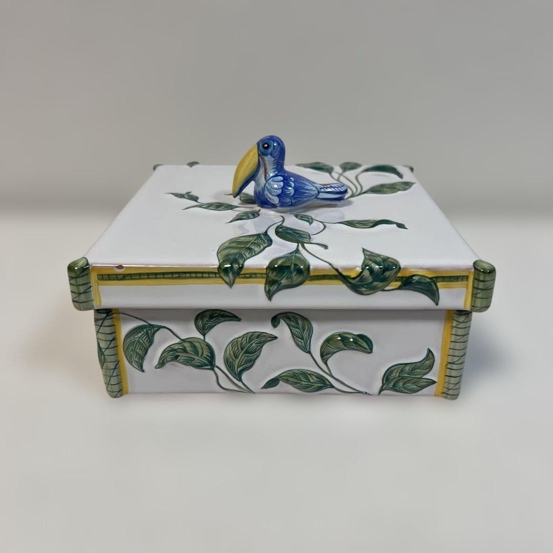 Hermes Toucans Porcelain Bonbonniere Trinket Box Rare Vintage Collectible (1 of 6)