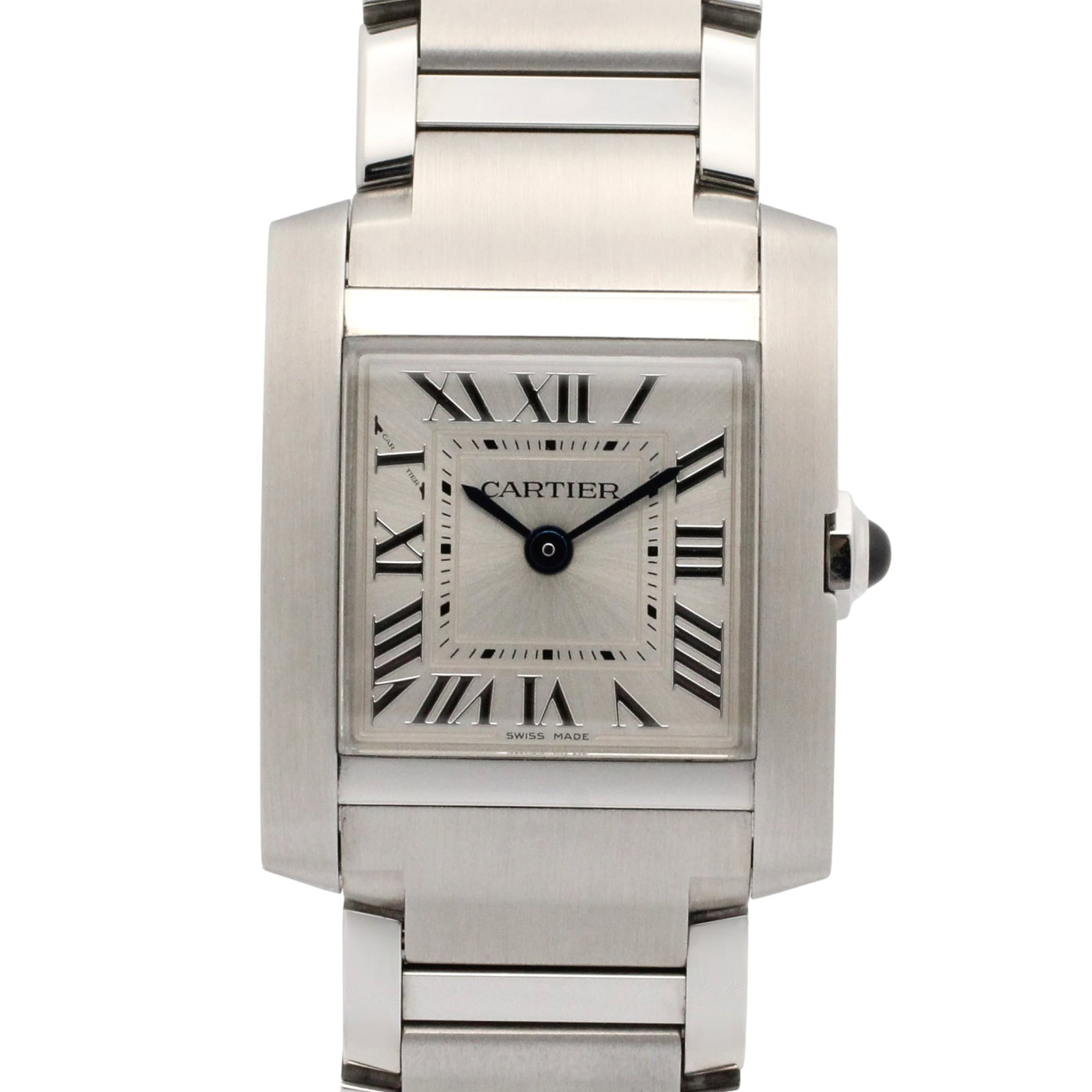 Cartier Wristwatch: Cartier Wristwatch Stainless steel case and band provide a sleek, modern look for the Cartier wristwatch. The silver dial adds a touch of sophistication, while the quartz movement ensures reliable tim