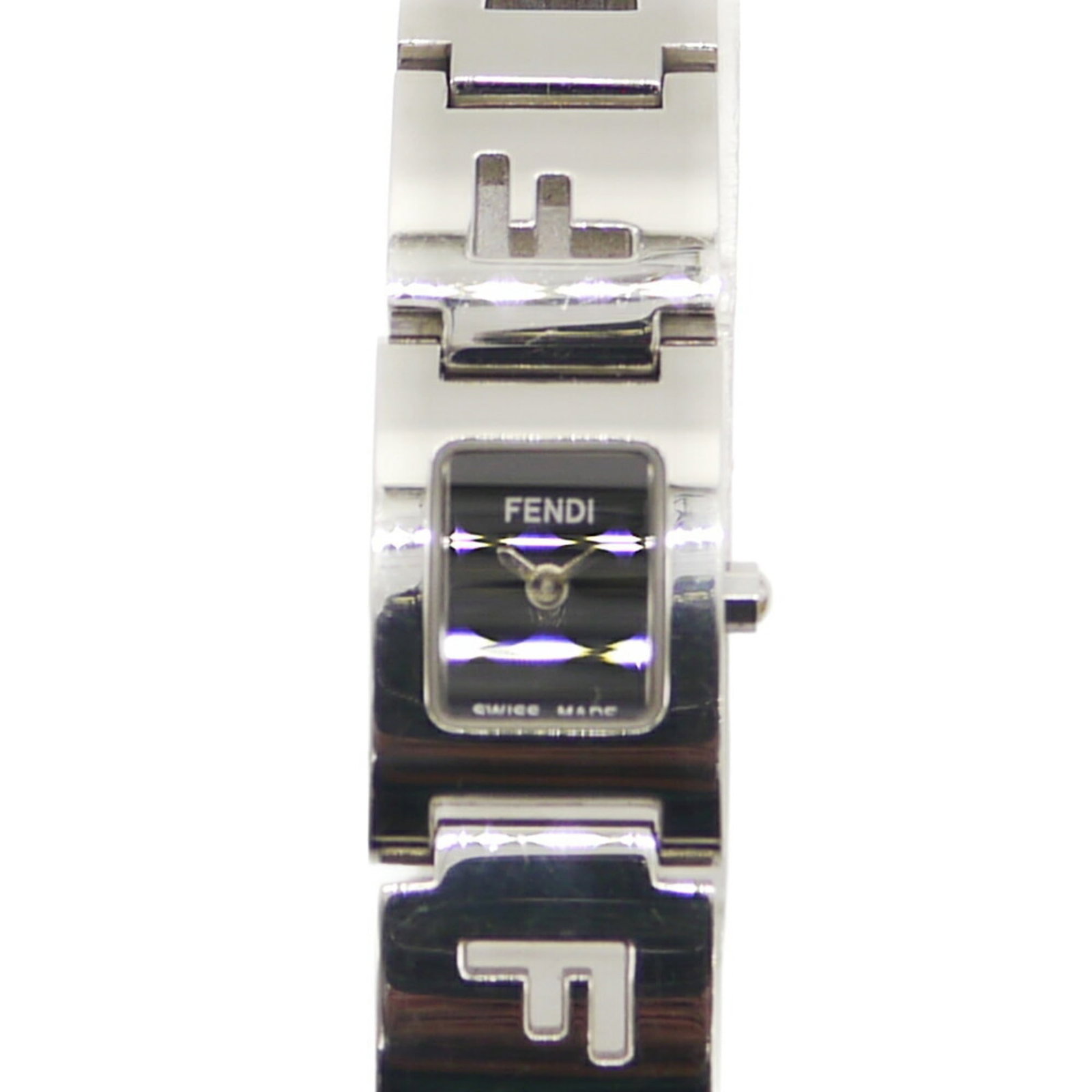 Fendi Wristwatch: Fendi Wristwatch Stainless steel case and band, black dial, quartz movement, and a sleek 14.5mm diameter make this Fendi wristwatch a stylish accessory for everyday wear. The watch's compact size fits