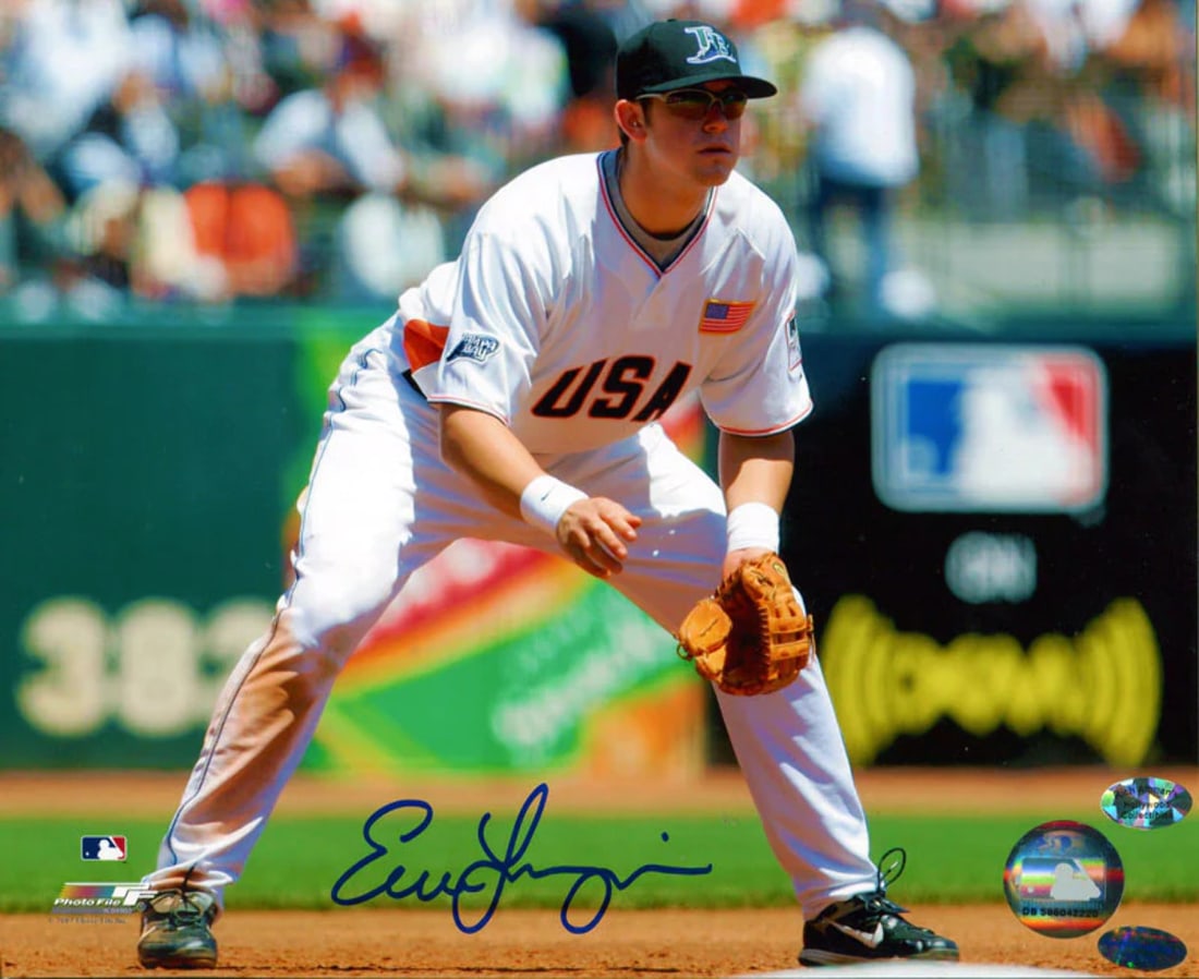 Longoria Autographed 8x10 Photo: Longoria Autographed 8x10 Photo Evan Longoria's 8x10 photo, signed in blue, bears his signature. The item comes with a Certificate of Authenticity (COA) and is in good condition. A unique collectible 