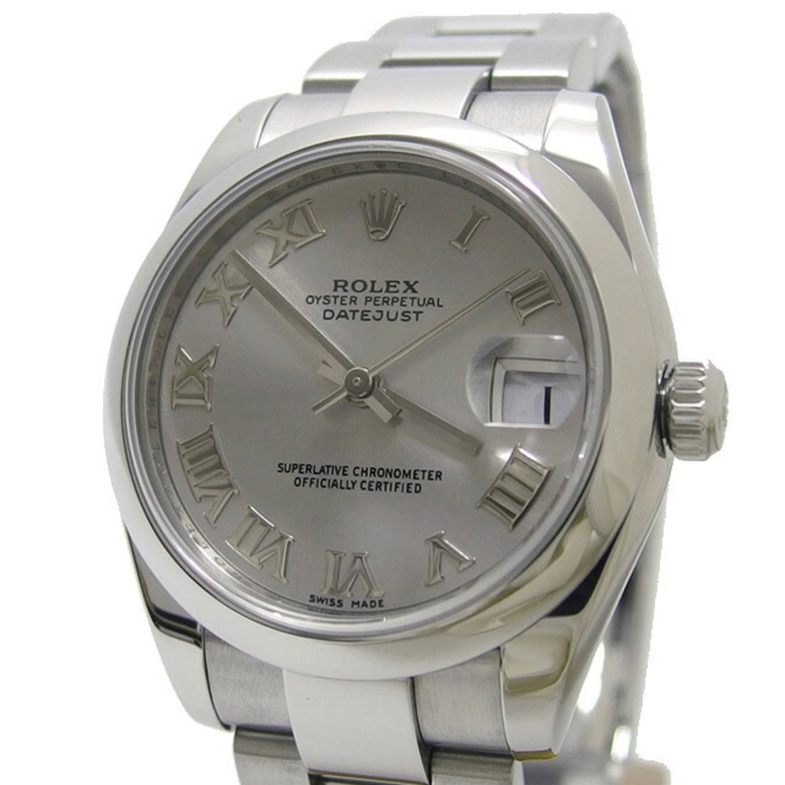 Rolex Wristwatch: Rolex Wristwatch Stainless steel case and band add a sleek touch to this silver-dialled Rolex wristwatch, measuring 31mm in diameter. Powered by a self-winding automatic movement, the watch features a