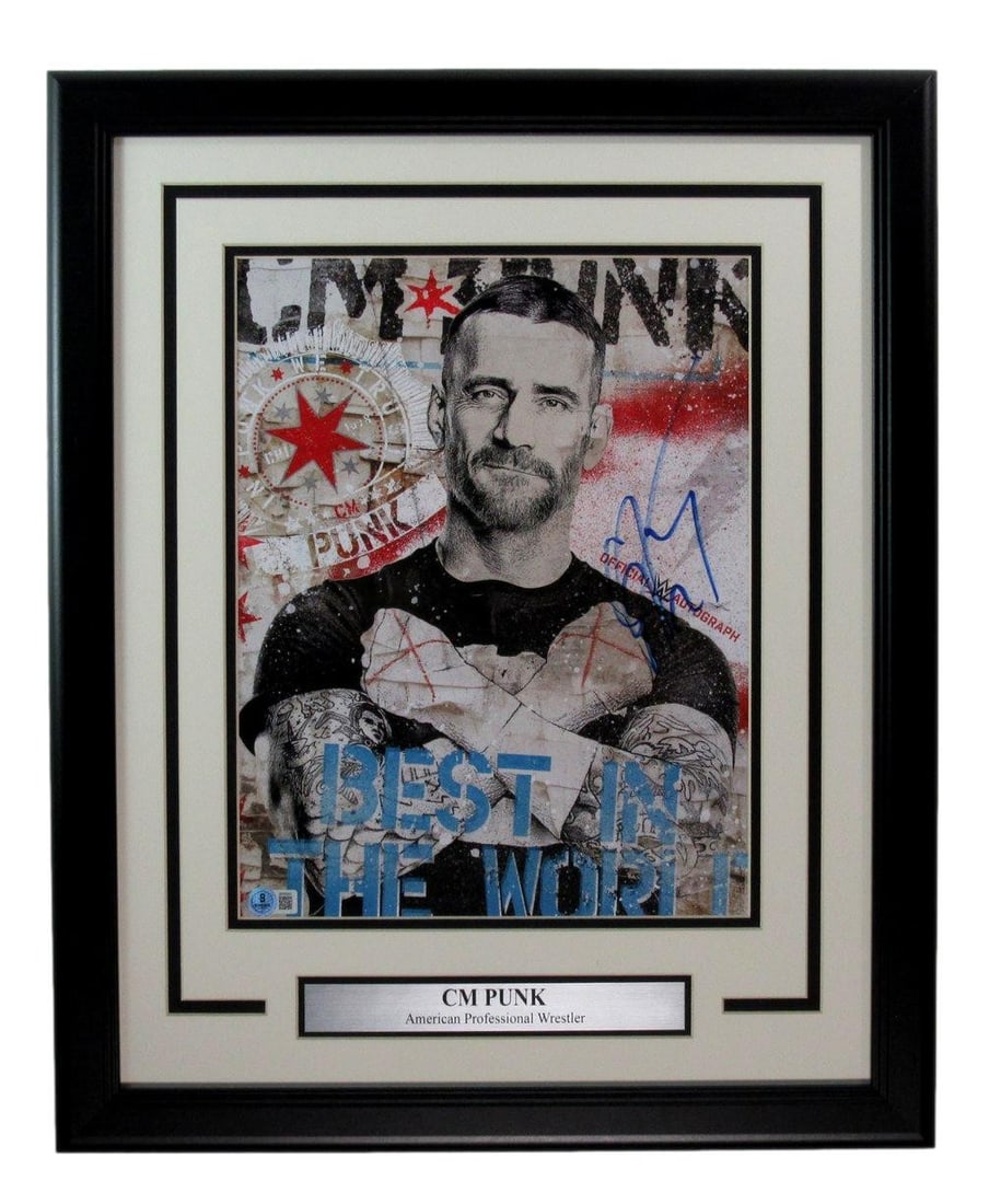 CM Punk WWE Wrestler Signed/ Autographed 11x14 Photo Framed Beckett 198566: CM Punk WWE Wrestler Signed/ Autographed 11x14 Photo Framed Beckett 198566 This autographed photo, framed in an 11x14 inch frame, features CM Punk, the WWE wrestler known for his charismatic persona a