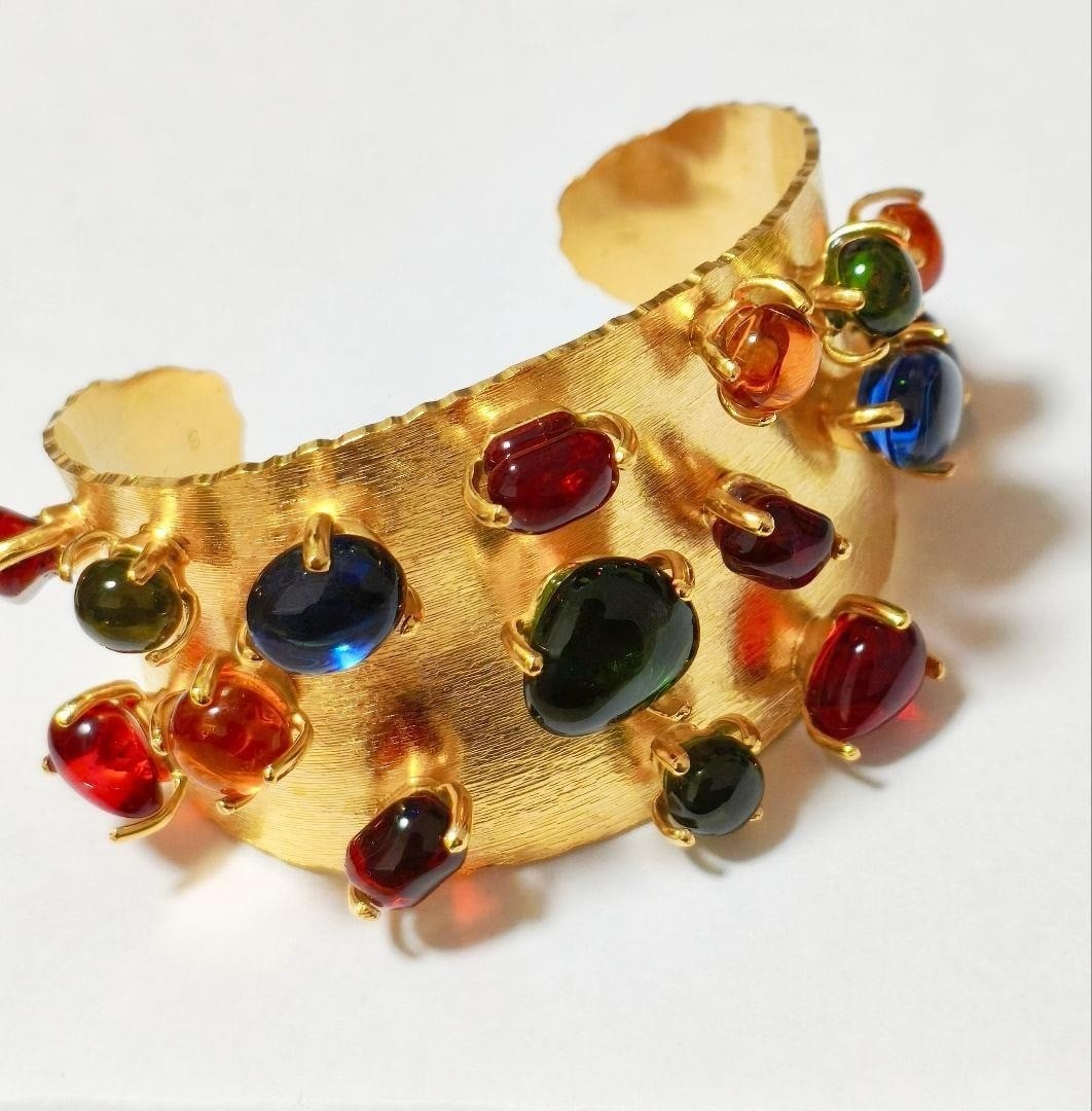 Gucci Interlocking G Colored Stones Wide Bangle Bracelet in Rare (1 of 14)