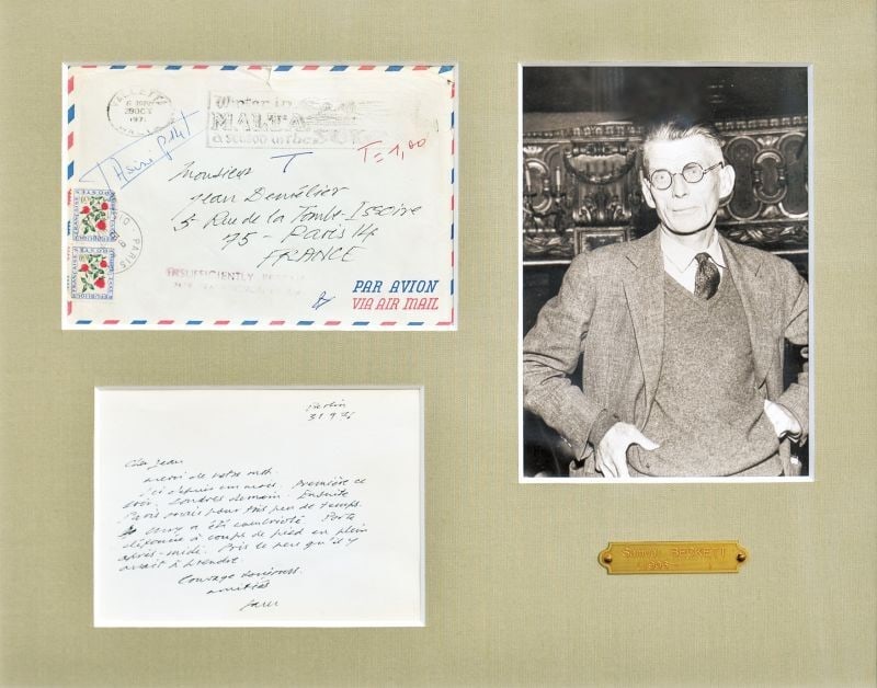 Samuel Beckett Signed Framed Letter Rare Irish Playwright (1 of 3)