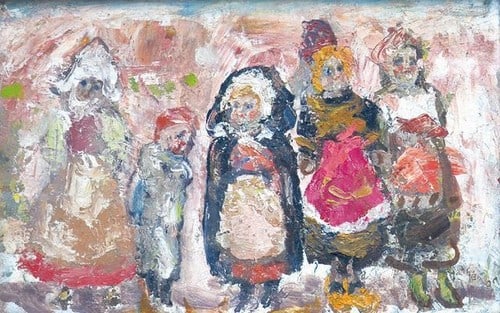Japanese Modern Framed Painting of Dolls from Land of Kan Asai (1 of 1)