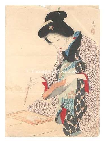 Kiyokata Kaburaki Original Japanese Art 1911 Print Woodblock E Kuchi: Kiyokata Kaburaki Original Japanese Art 1911 Print Woodblock E Kuchi Item Specifics: Artist: Kaburaki Kiyokata Subject: Bijin-ga (Beautiful Women) Material: Washi Paper Style: Japanese Size: 30.9 x 22