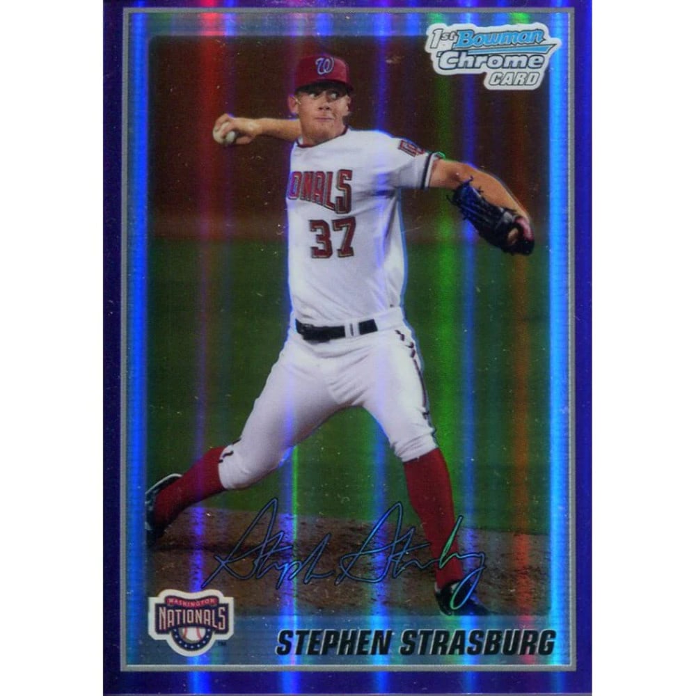 Strasburg Stephen Unsigned 2010 Bowman Chrome Refractor Rookie Card (1 of 1)