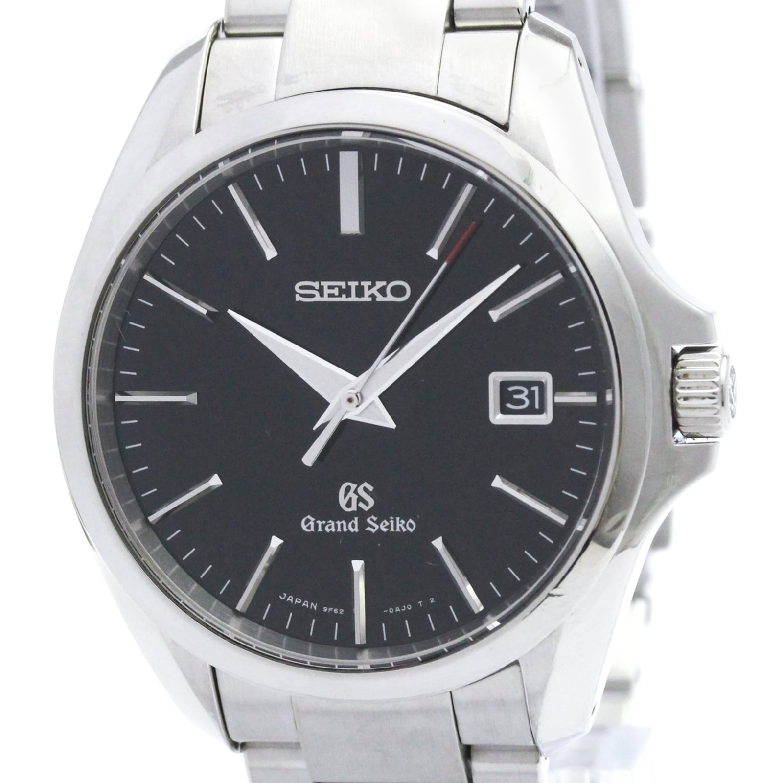 Seiko Wristwatch: Seiko Wristwatch Stainless steel case and band provide a sleek, modern look for the Seiko Grand Seiko SBGX083 wristwatch. This quartz watch features a black dial and date function, making it suitable 