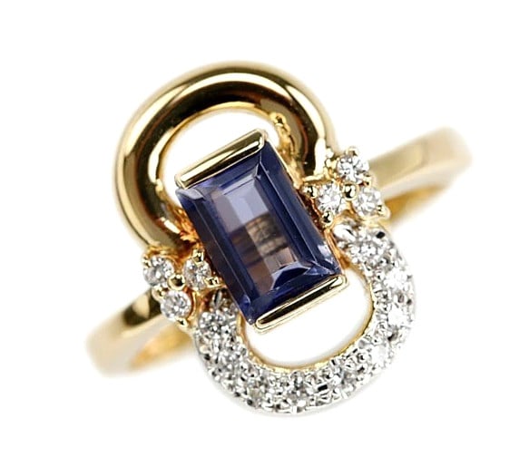 Luciano Soprani Italian Jewelry Iolite Diamond 18k Yellow Gold Platinum 900 Ring: Luciano Soprani Italian Jewelry Iolite Diamond 18k Yellow Gold Platinum 900 Ring Item Specifics: Shape: Rectangle Main Stone Creation: Natural Occasion: Anniversary Birthday Christmas Engagement Gradu