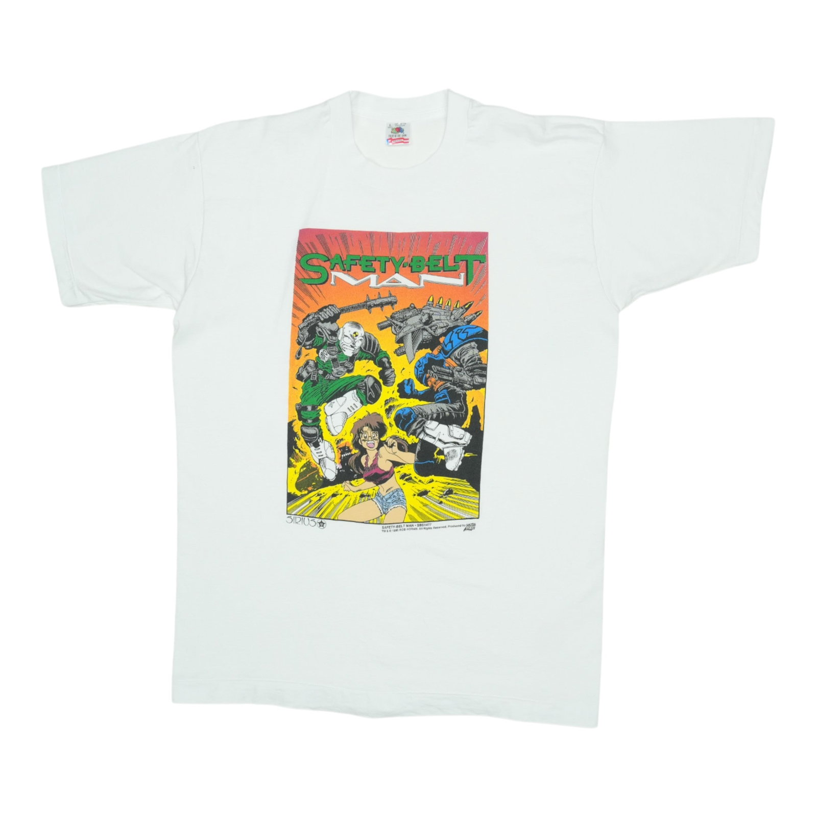 Safety Belt Man Comic 1995 Shirt: Safety Belt Man Comic 1995 Shirt This vintage Safety Belt Man comic shirt from 1995 is a nostalgic blast from the past. Featuring the iconic character from the classic cartoon series, this retro tee i
