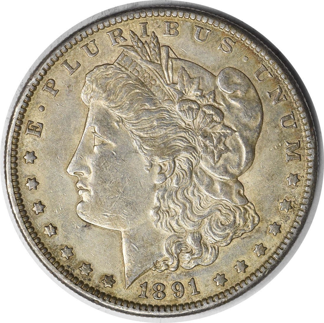 1891-S Morgan Silver Dollar AU Slider Uncertified: 1891-S Morgan Silver Dollar AU Slider Uncertified The 1891-S Morgan Silver Dollar features a unique blend of 90% silver and 10% copper, making it a valuable piece of American history. With its reeded 