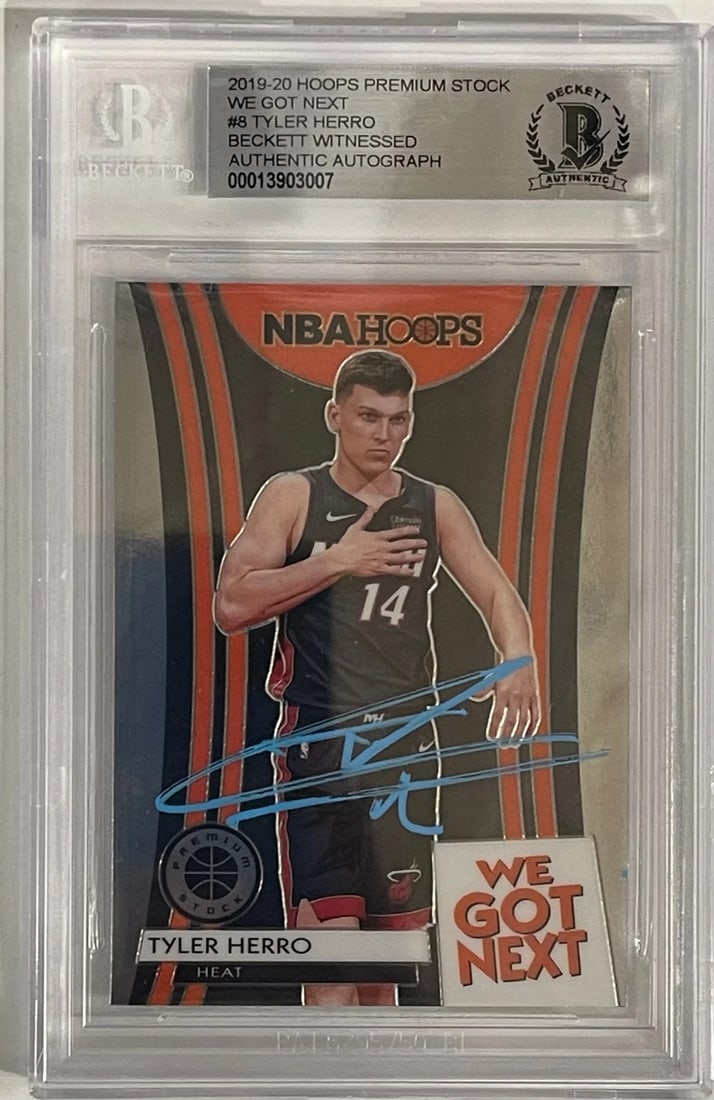 Tyler Herro Autographed 2019-20 Panini Hoops Premium Stock Rookie Card #8 (Becke: Tyler Herro Autographed 2019-20 Panini Hoops Premium Stock Rookie Card #8 (Becke Item Specifics: Brand: Beckett Tyler Herro Autographed 2019-20 Panini Hoops Premium Stock Rookie Card #8 Card is