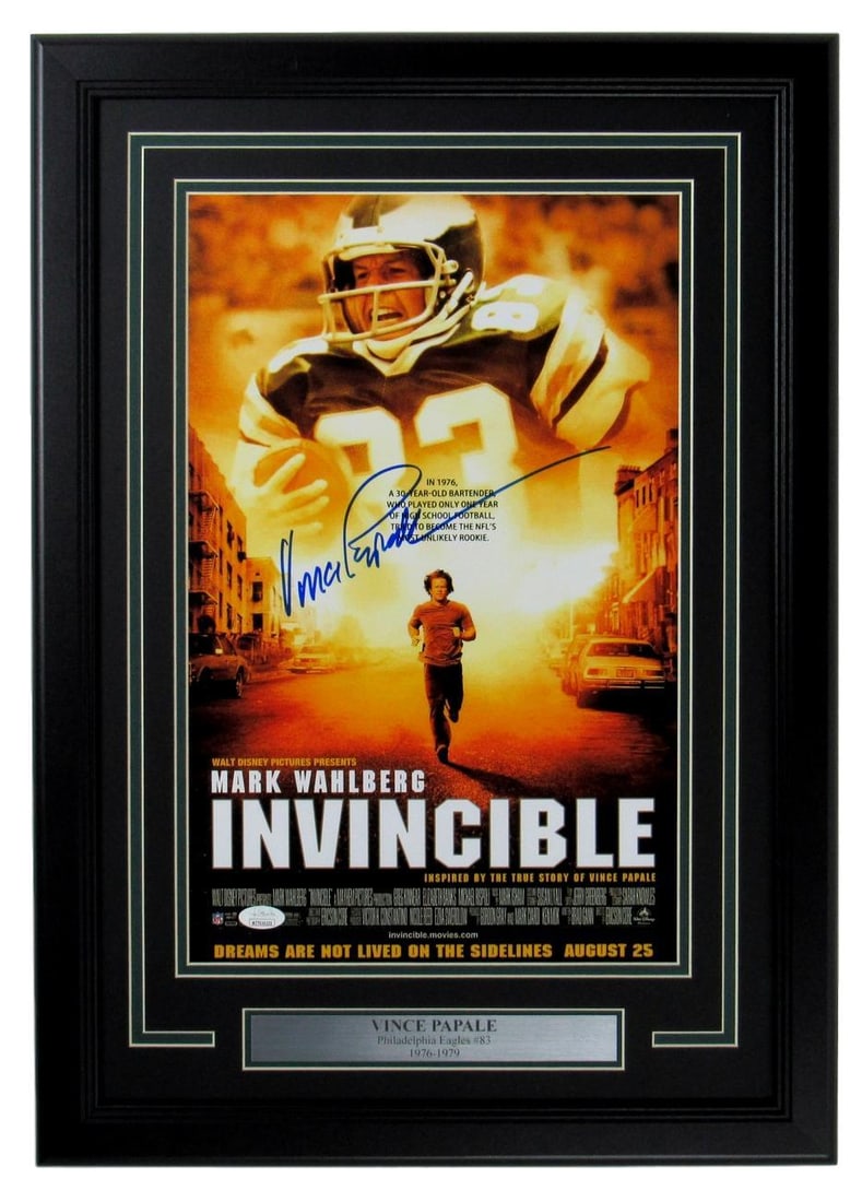 Vince Papale Eagles Signed 154950 11x17 Framed Invincible Movie Print: Vince Papale Eagles Signed 154950 11x17 Framed Invincible Movie Print Item Specifics: Sport: Football Product: Photo Original/Reprint: Original Autograph Authentication: JSA Team: Philadelphia Eagles