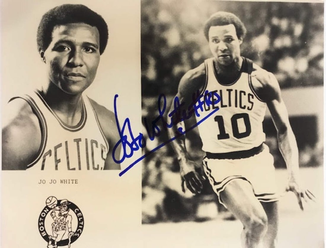 Jo White Autographed 8x10 Basketball Photo: Jo White Autographed 8x10 Basketball Photo Signed by legendary basketball player Jo Jo White, this 8x10 photo showcases the iconic figure in action. The photo bears his signature across the front in b