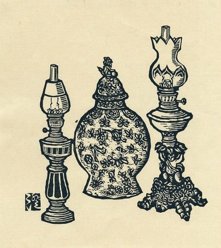 Sumio Kawakami Woodblock Print Lamp and Pot Japanese Sosaku Hanga Art: Sumio Kawakami Woodblock Print Lamp and Pot Japanese Sosaku Hanga Art Item Specifics: Artist: Sumio Kawakami Subject: Still Life (Lamp and Jar) Material: Washi Paper Style: Japanese Year Of