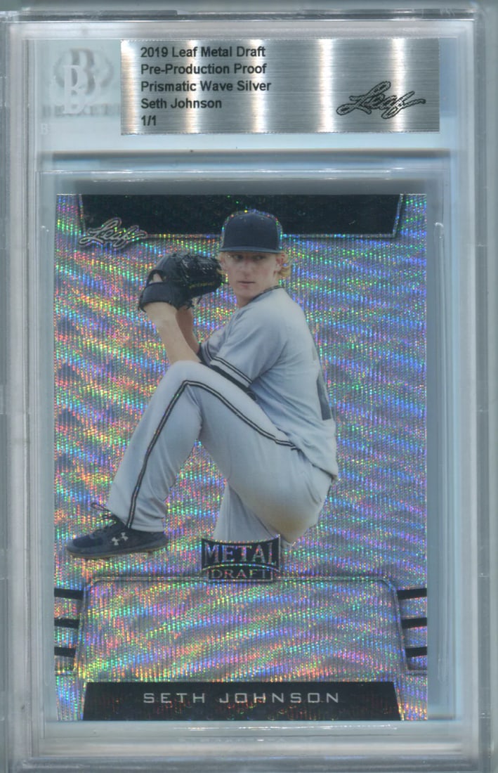 Silver Prismatic Wave Beckett Card Seth Johnson 1/ 1 Leaf Metal Draft: Silver Prismatic Wave Beckett Card Seth Johnson 1/ 1 Leaf Metal Draft Silver Prismatic Wave Beckett Card Seth Johnson 1/1 Leaf Metal Draft - A stunning, one-of-a-kind card featuring artist Seth