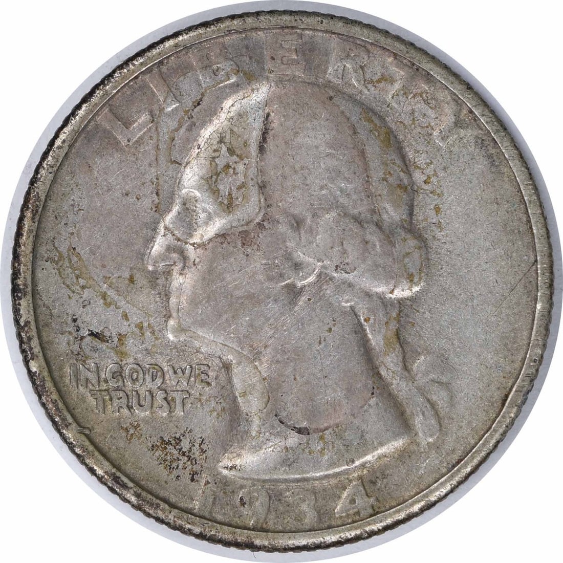 Uncertified 1934 Quarter DDO Washington Silver FS-101: Uncertified 1934 Quarter DDO Washington Silver FS-101 This 1934 Quarter features the iconic Washington portrait, minted from silver and bearing no mint mark. Certified as circulated, it showcases its 