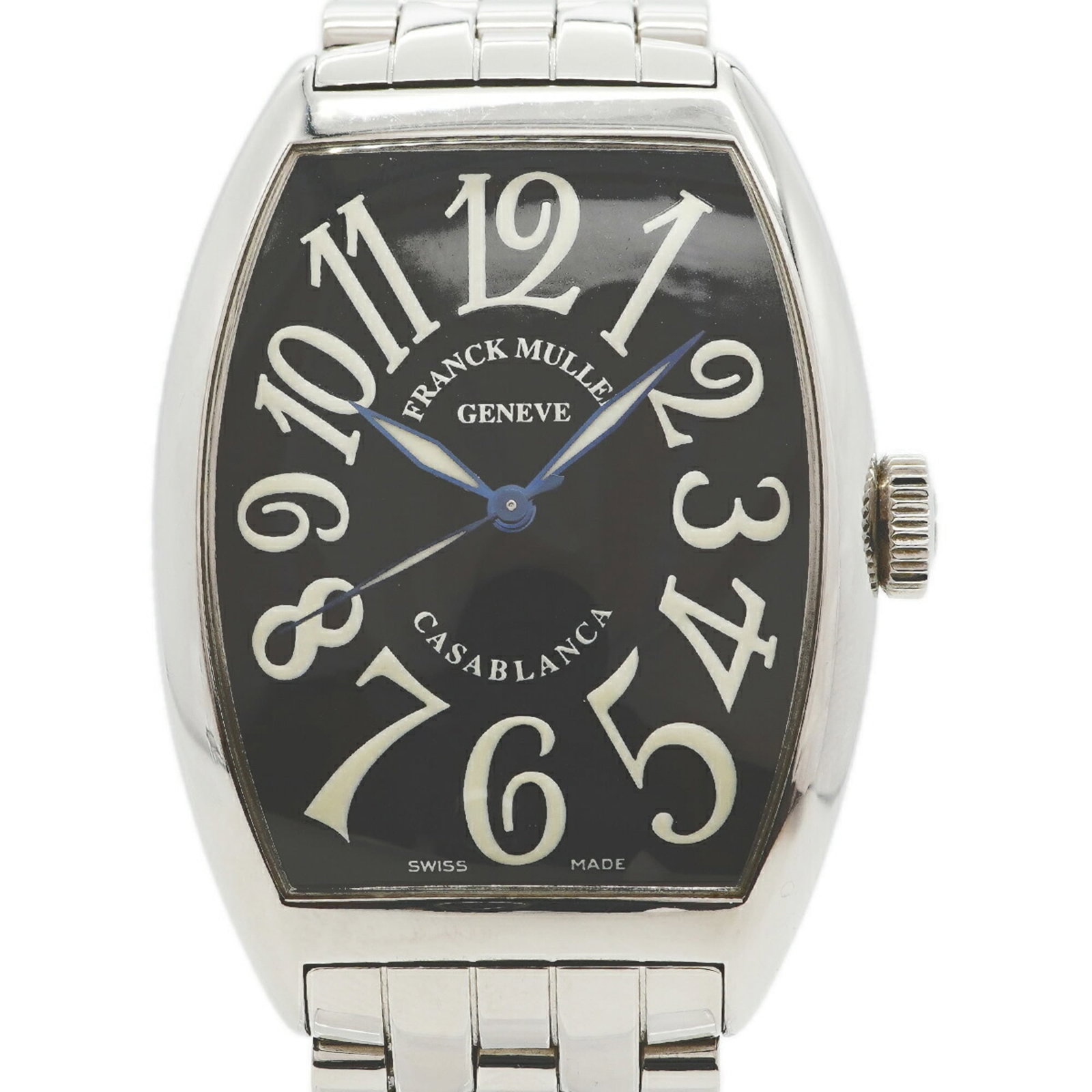 Franck Muller Wristwatch: Franck Muller Wristwatch Stainless steel band and black dial make for a sleek and sophisticated timepiece, while the self-winding automatic movement ensures precise timekeeping. The 34mm case diameter