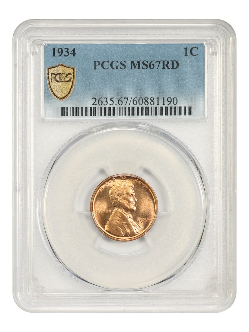PCGS 1C MS67RD Lincoln Cent Wheat Reverse: PCGS 1C MS67RD Lincoln Cent Wheat Reverse The PCGS 1C MS67RD Lincoln Cent Wheat Reverse is an uncirculated coin featuring the iconic Lincoln Cent design with a reddish-brown (RD) color. Certified by t