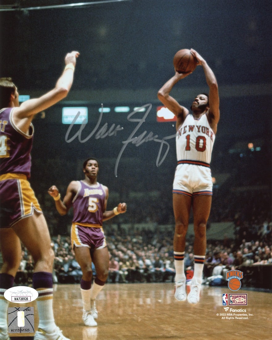 Walter Frazier Autographed 8x10 Knicks Photo (JSA): Walter Frazier Autographed 8x10 Knicks Photo (JSA) Item Specifics: Brand: James Spence Authentication (JSA) Walter Frazier Autographed 8x10 Photo Signed insilver paint pen across the front of the phot