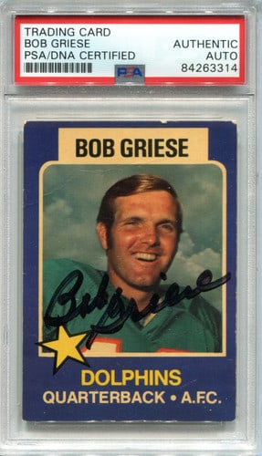 Autographed Card PSA 1975 Topps Wonder Bread Bob Griese (1 of 1)