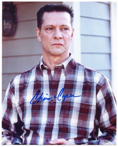 Cooper Chris Autographed 8x10 Photo: Cooper Chris Autographed 8x10 Photo Chris Cooper's 8x10 photo, signed in blue sharpie, comes with authentication from Rich Altman and a Certificate of Authenticity. This unique piece bears the signatu