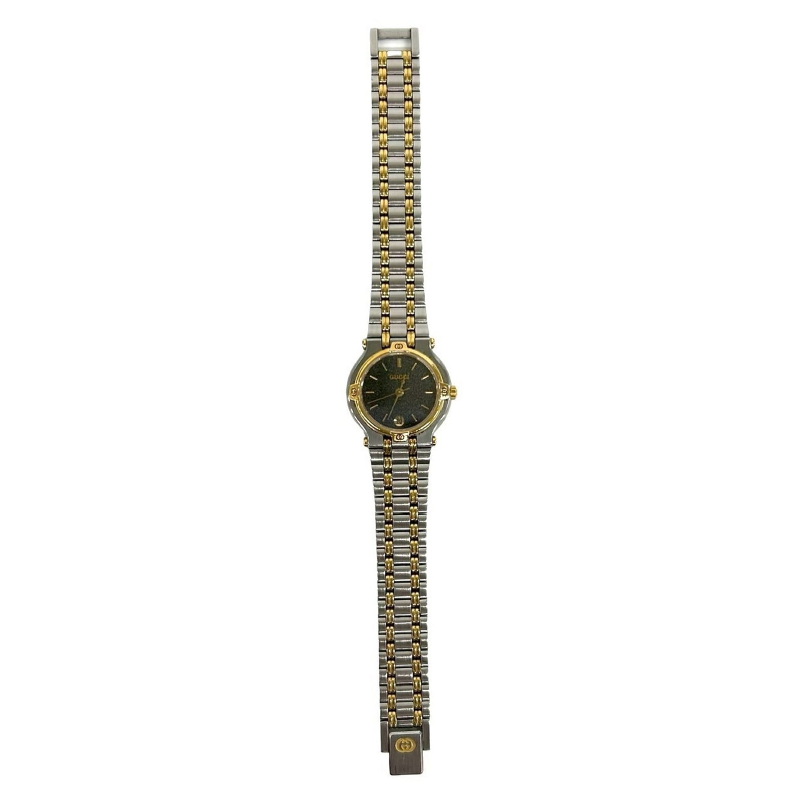 Wristwatch from Gucci: Wristwatch from Gucci Stainless steel case and band, the Gucci wristwatch boasts a sleek design with a diameter of 25mm. Its quartz movement ensures accurate timekeeping, while its compact size makes 