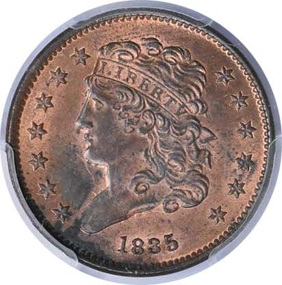 1835 Half Cent MS63RD PCGS - 2