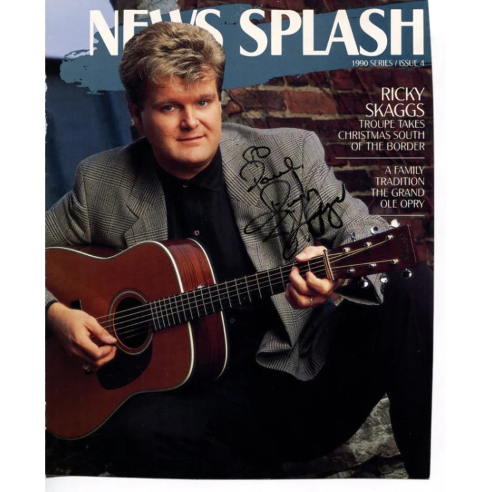 Ricky Skaggs Autographed 8x10 Magazine Cutout: Ricky Skaggs Autographed 8x10 Magazine Cutout Ricky Skaggs' distinctive voice and bluegrass style have captivated audiences for decades. This autographed 8x10 magazine cutout bears a signature in