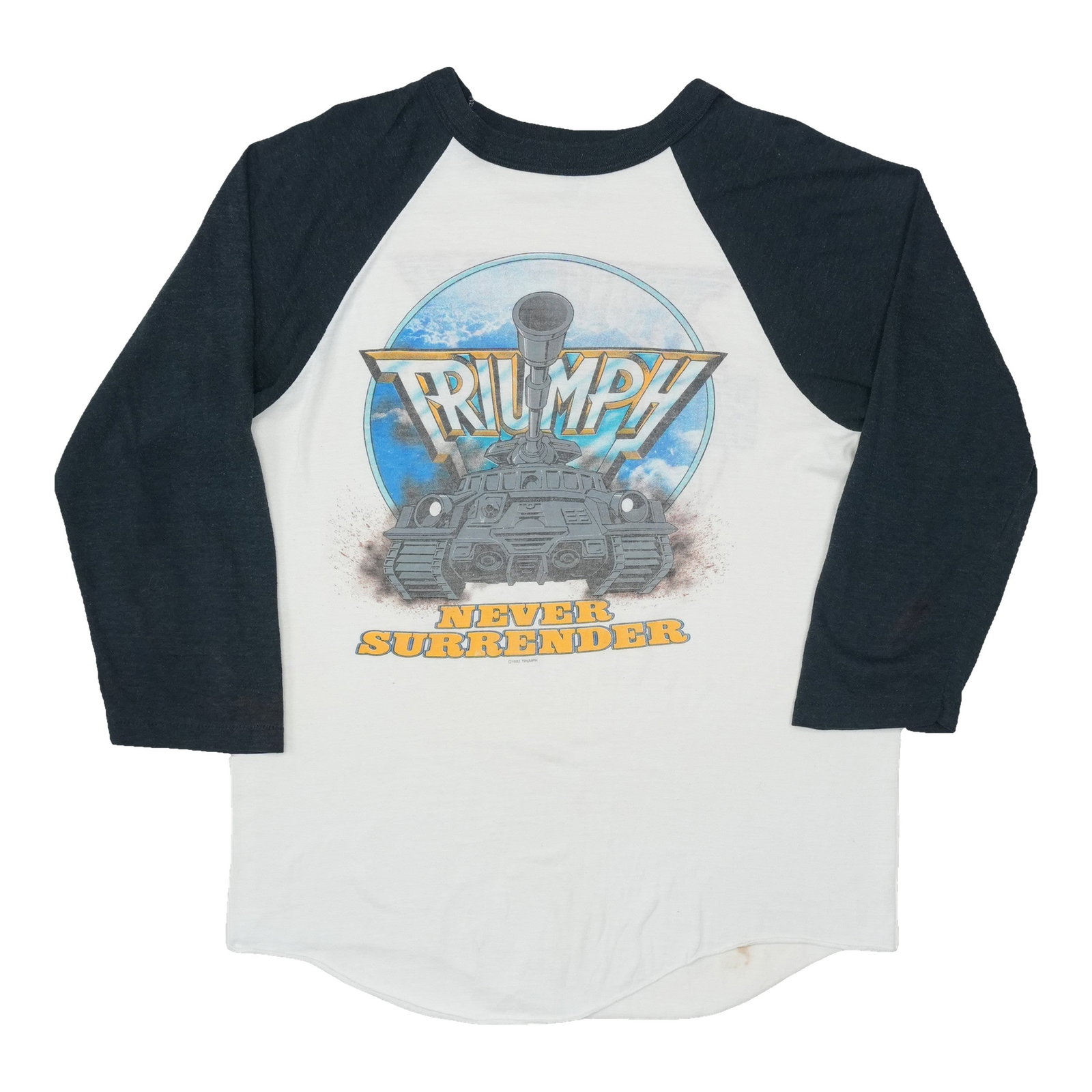 Triumph Never Surrender Tour Shirt: Triumph Never Surrender Tour Shirt Authentic Triumph Never Surrender Tour Shirt - A rare piece of rock 'n' roll history, this tour shirt features the iconic design and logo from one of the most legend
