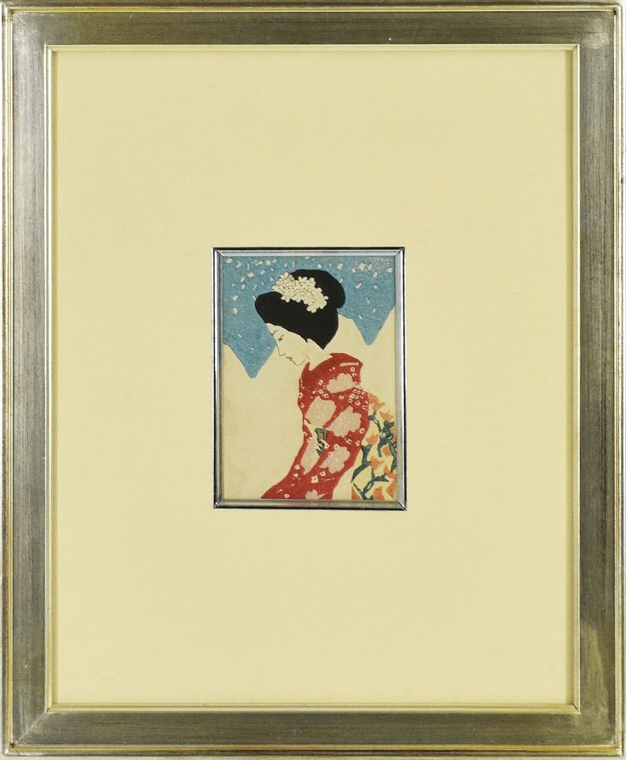 Yumeji Takehisa Woodblock Print Spring Snow 1915 Taisho Era Kusanomi: Yumeji Takehisa Woodblock Print Spring Snow 1915 Taisho Era Kusanomi Item Specifics: Artist: Yumeji Takehisa Subject: Spring Snow / Landscape Material: Paper Style: Japanese Product Disclaimer: Please