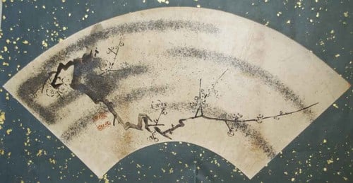 Settan Woodblock Print Plum Blossoms Fan Hasegawa Japanese Edo Art (1 of 1)