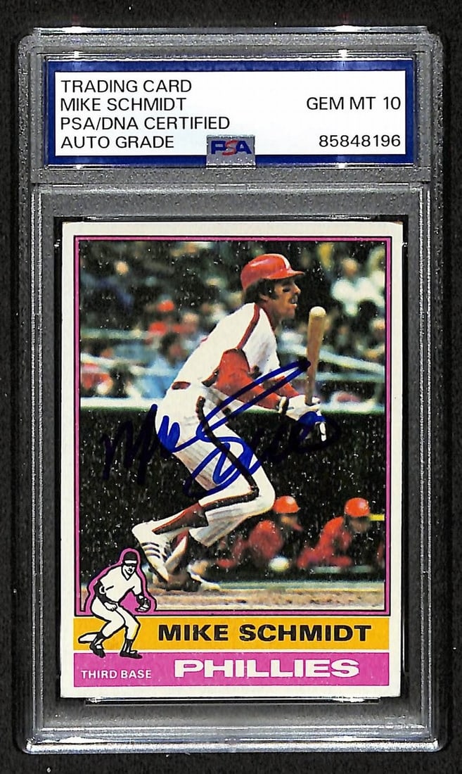 Mike Schmidt 1976 Topps Card #480 Phillies HOF Signed PSA/ DNA Auto GEM 10 208762 (1 of 2)