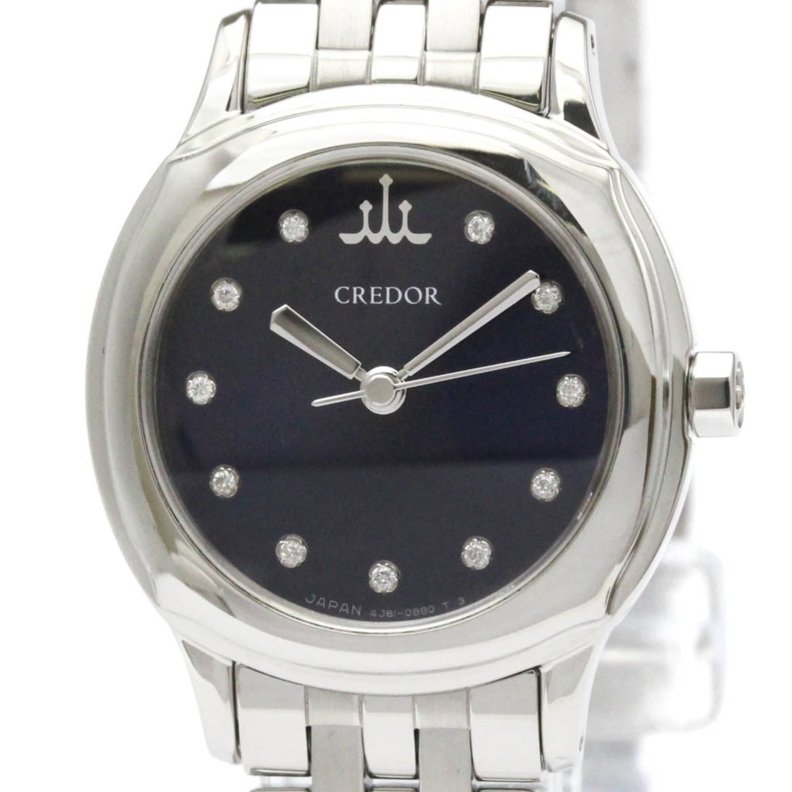 Seiko Wristwatch: Seiko Wristwatch Stainless steel case and band add a touch of sophistication to this navy dial Seiko Credor wristwatch. With its quartz movement and compact 24mm size, it's perfect for dressing up. We